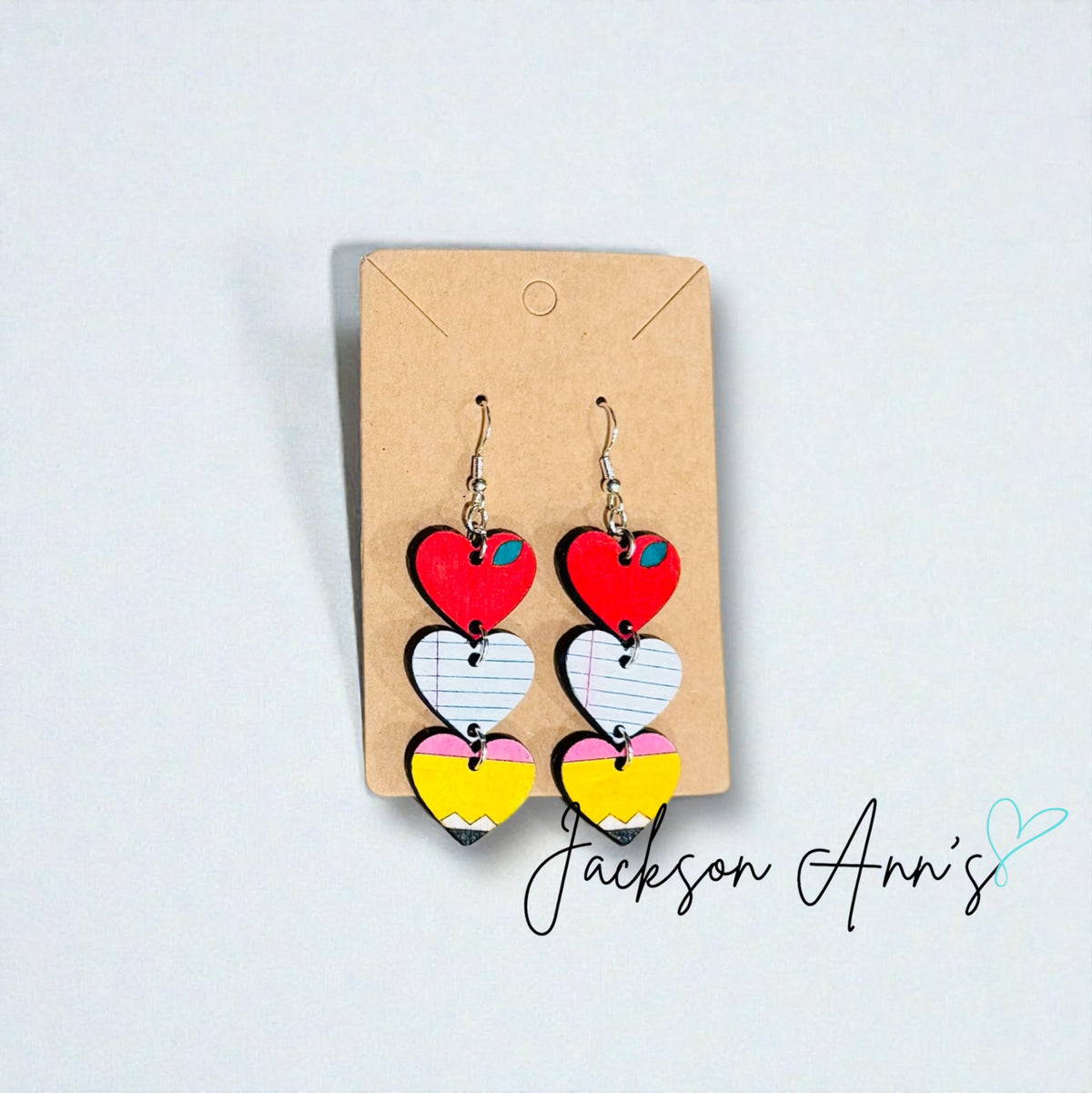 Teacher Earrings - Apple, Notebook and Pencil Dangles