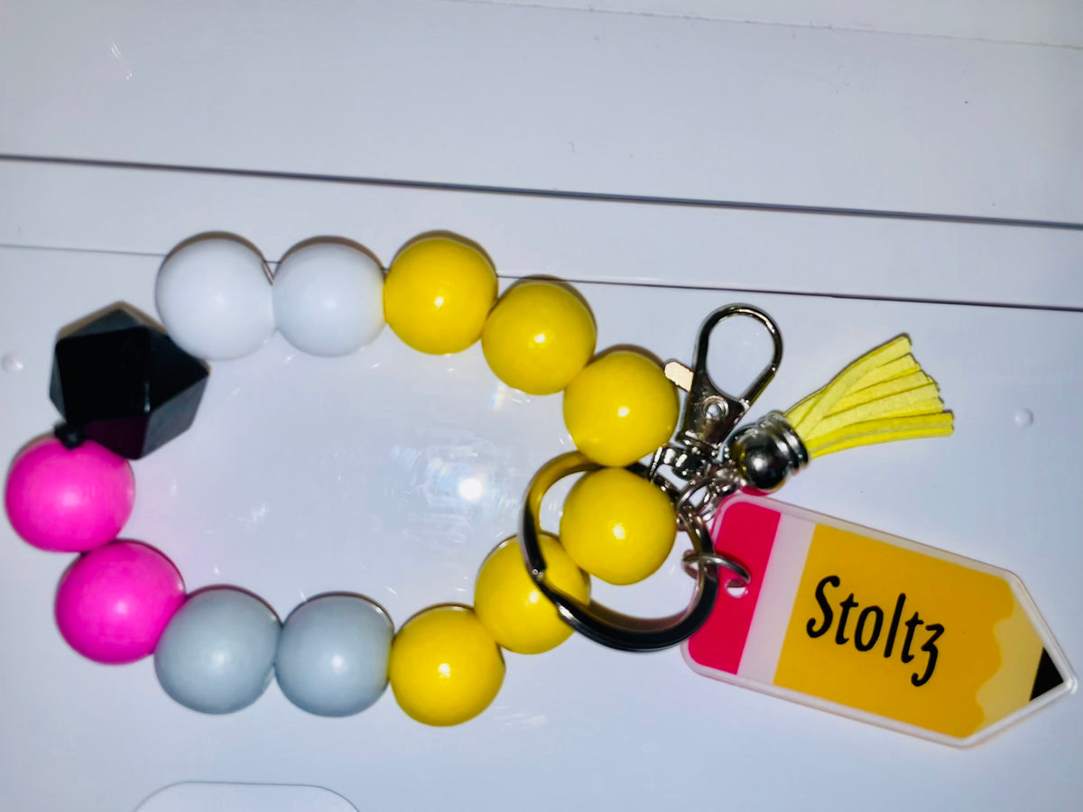 DISCONTINUED - Pencil Teacher Wooden Wristlet Keychain - NO PERSONALIZATION!!!!