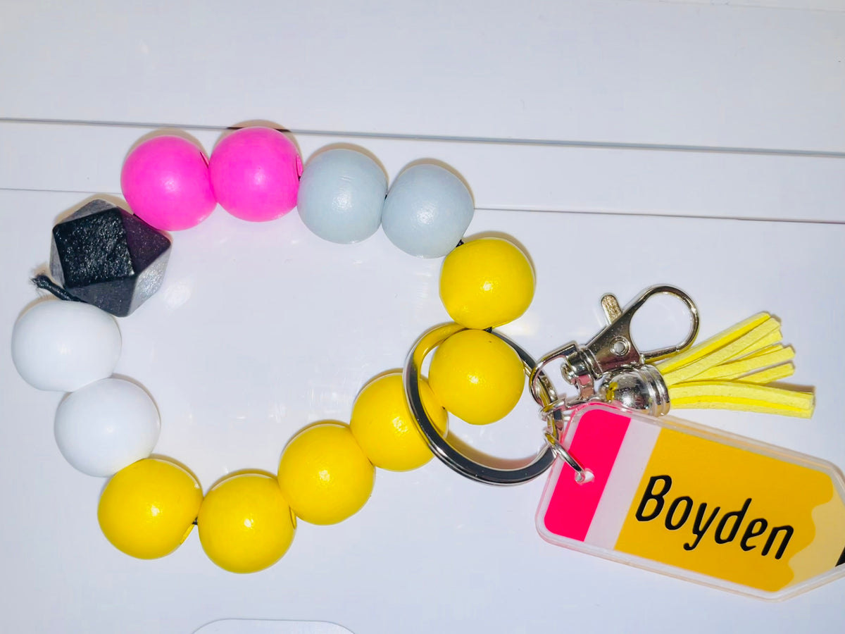DISCONTINUED - Pencil Teacher Wooden Wristlet Keychain - NO PERSONALIZATION!!!!