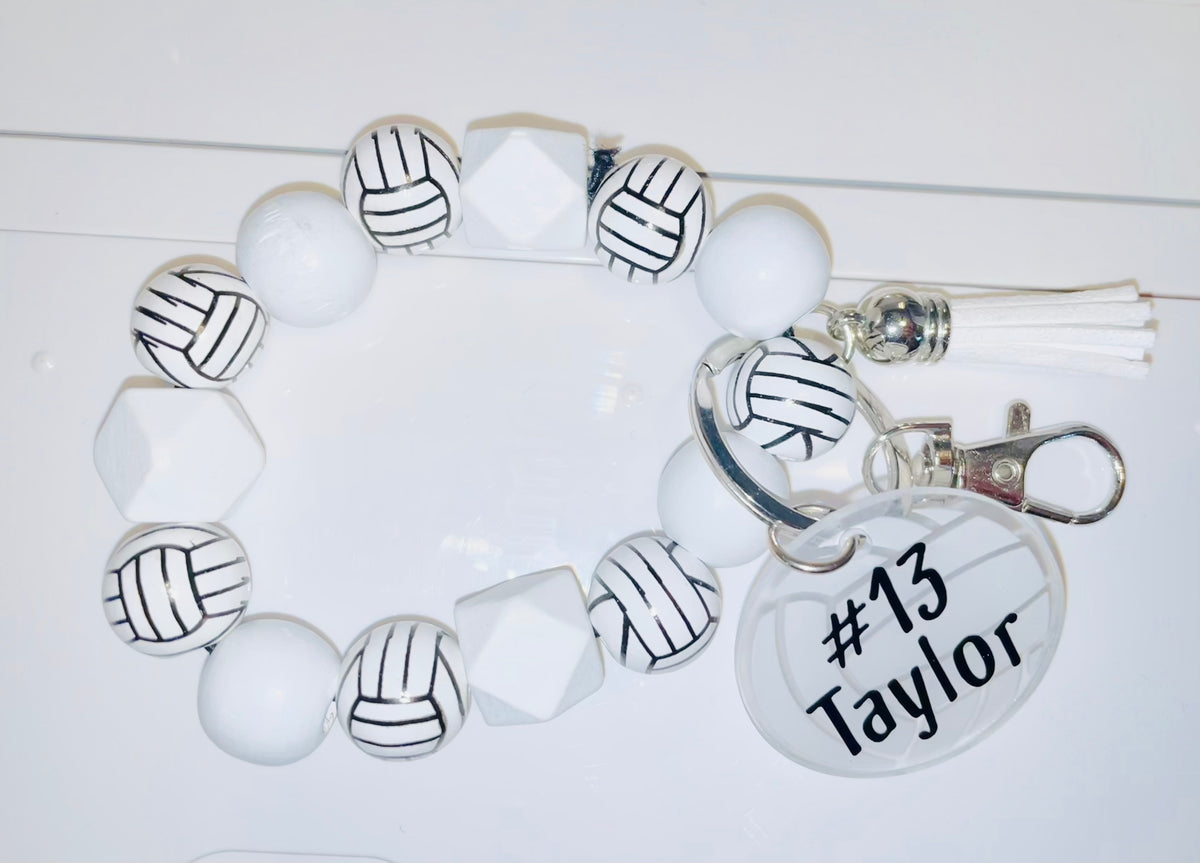 DISCONTINUED - Volleyball Wooden Wristlet Keychain - NO PERSONALIZATION!!!!
