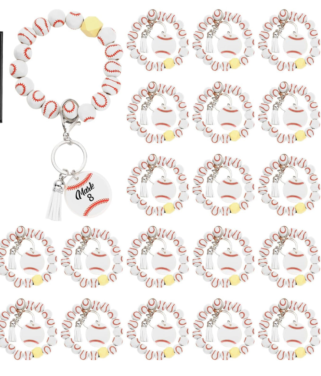 DISCONTINUED - Baseball Wooden Wristlet Keychain - NO PERSONALIZATION!!!!