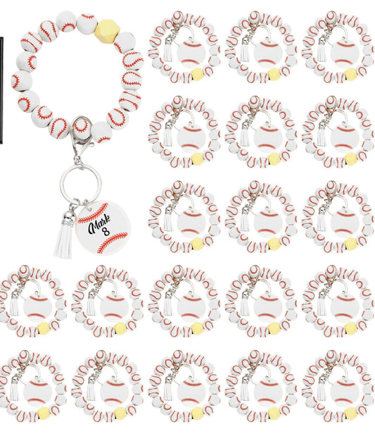 DISCONTINUED - Baseball Wooden Wristlet Keychain - NO PERSONALIZATION!!!!