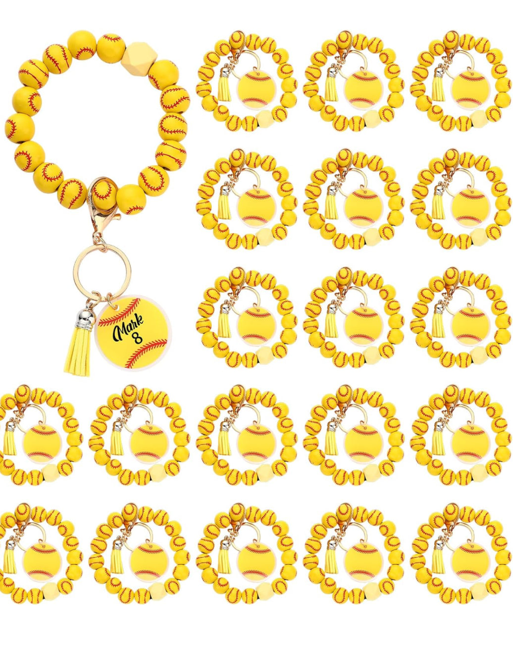DISCONTINUED - Softball Wooden Wristlet Keychain - NO PERSONALIZATION!!!!