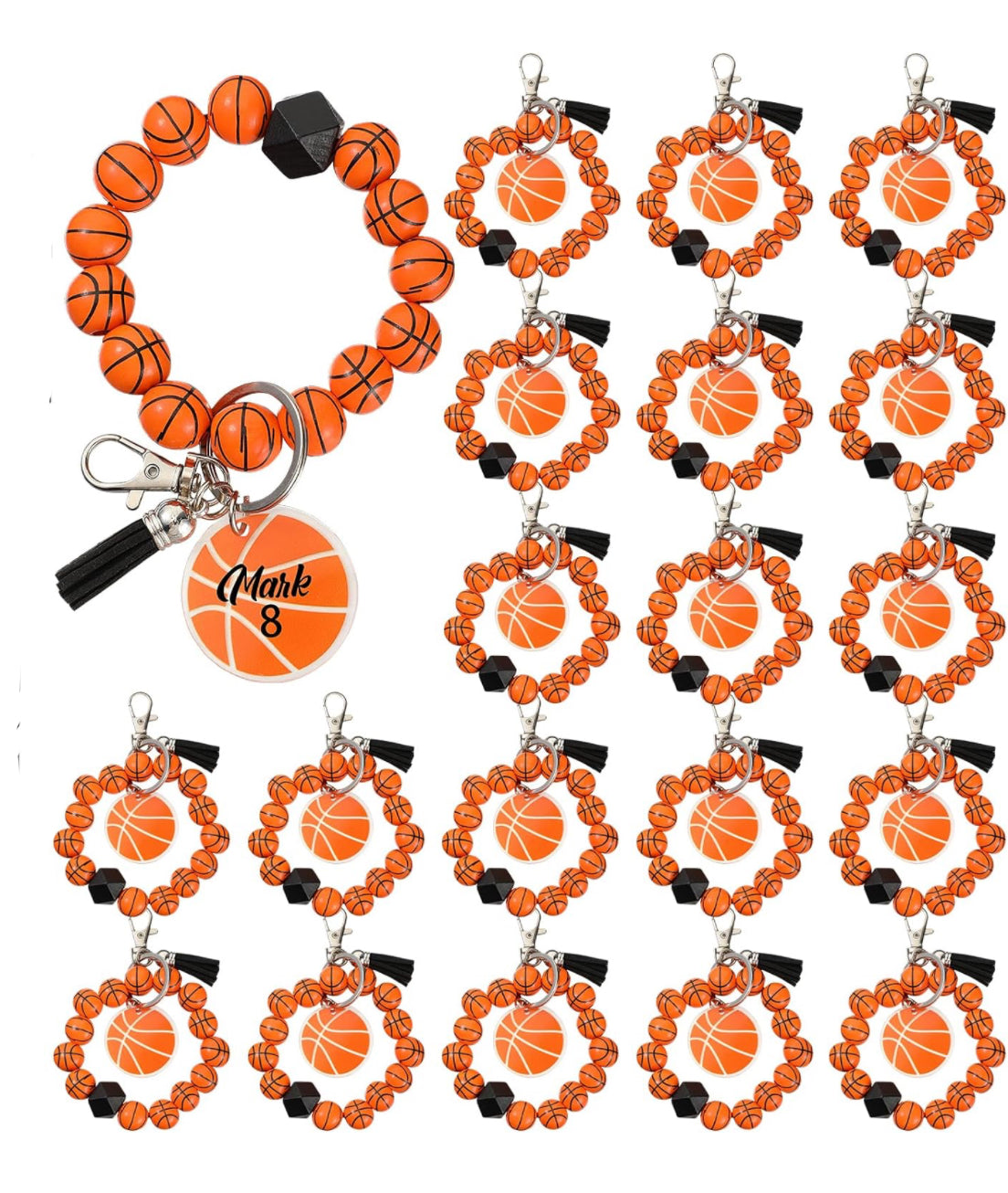 DISCONTINUED - Basketball Wooden Wristlet Keychain - NO PERSONALIZATION!!!!