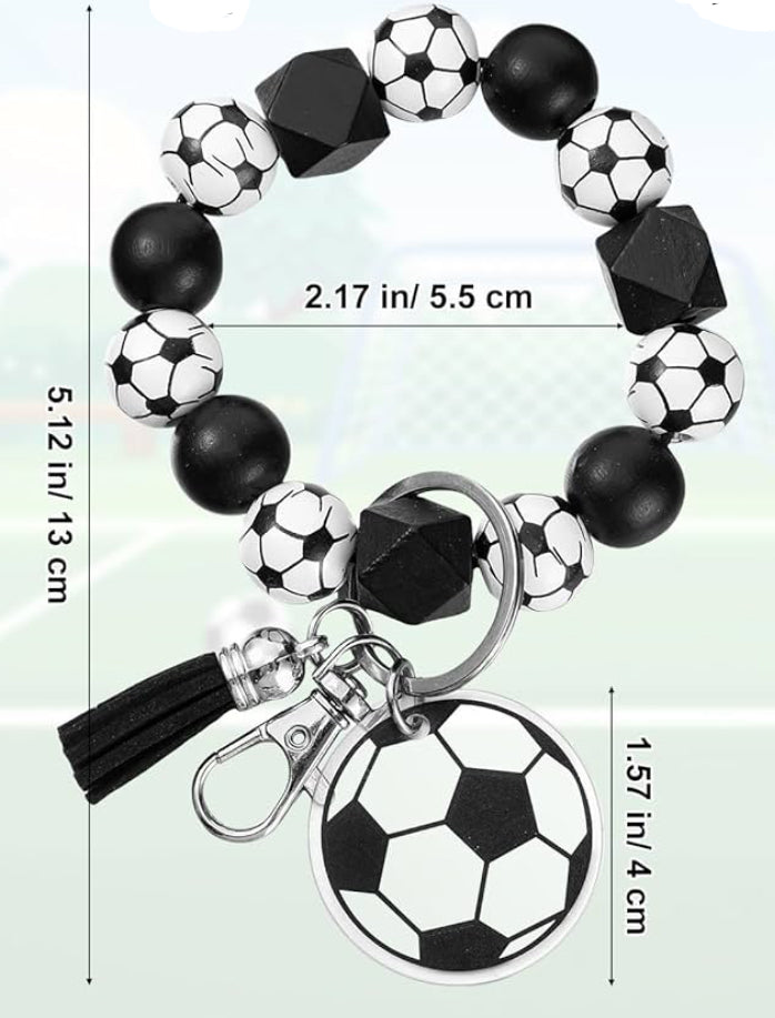 DISCONTINUED - Soccer Wooden Wristlet Keychain - NO PERSONALIZATION!!!!