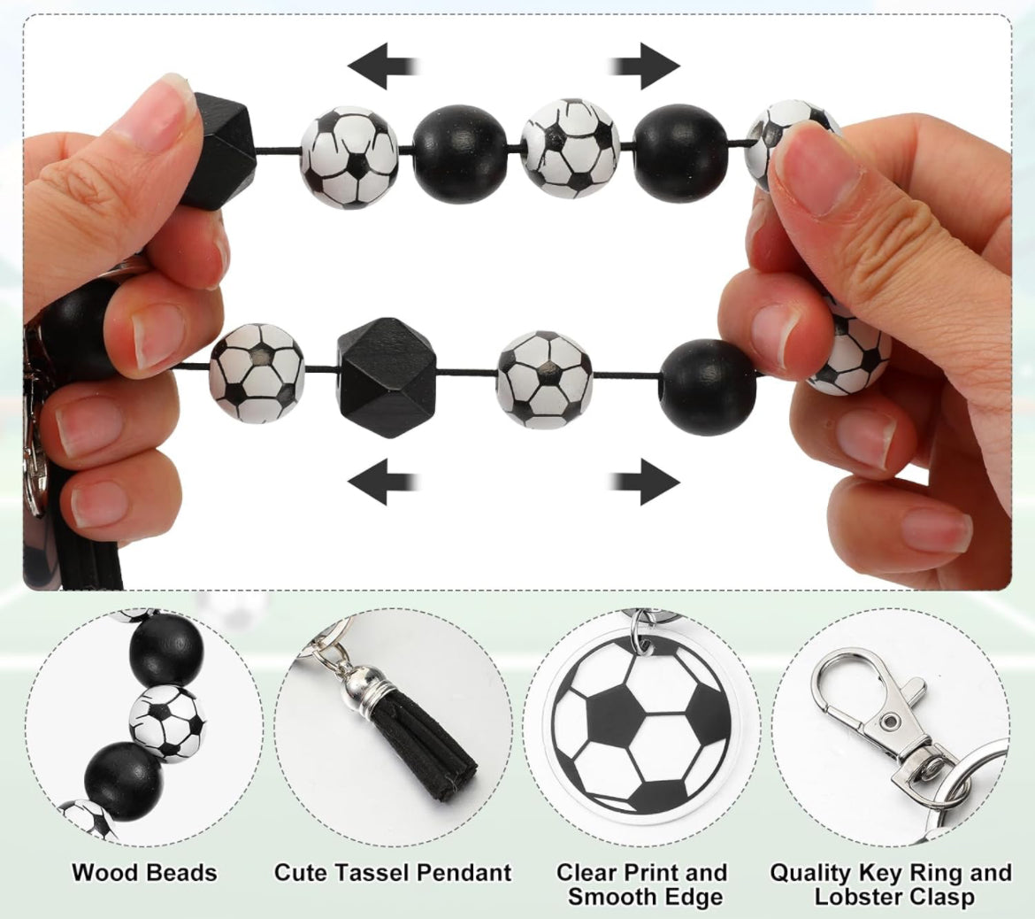 DISCONTINUED - Soccer Wooden Wristlet Keychain - NO PERSONALIZATION!!!!
