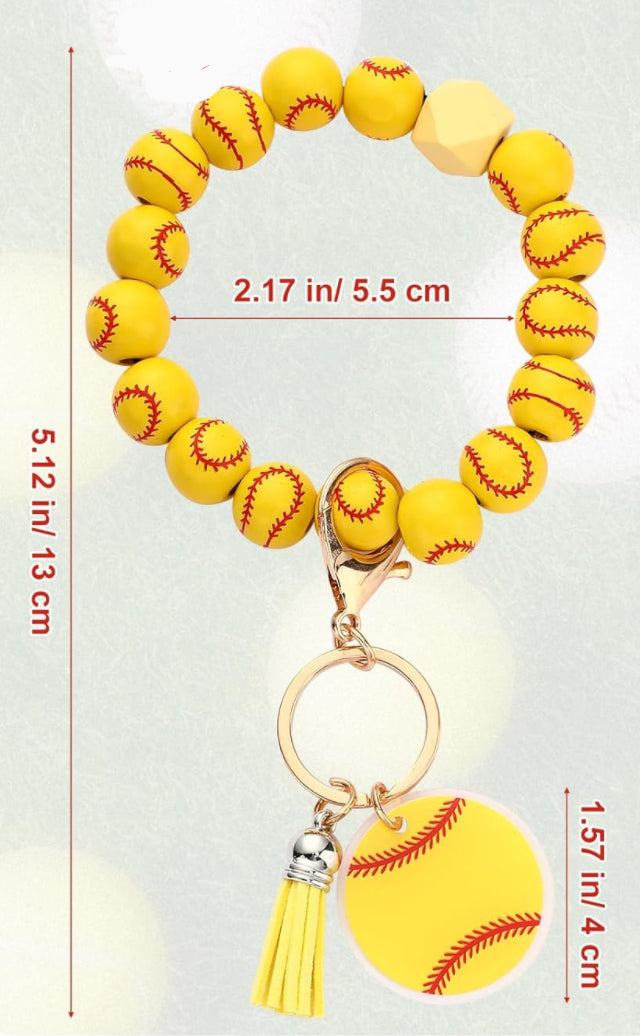 DISCONTINUED - Softball Wooden Wristlet Keychain - NO PERSONALIZATION!!!!