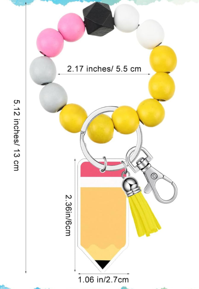 DISCONTINUED - Pencil Teacher Wooden Wristlet Keychain - NO PERSONALIZATION!!!!