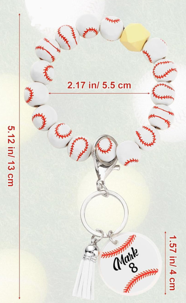 DISCONTINUED - Baseball Wooden Wristlet Keychain - NO PERSONALIZATION!!!!