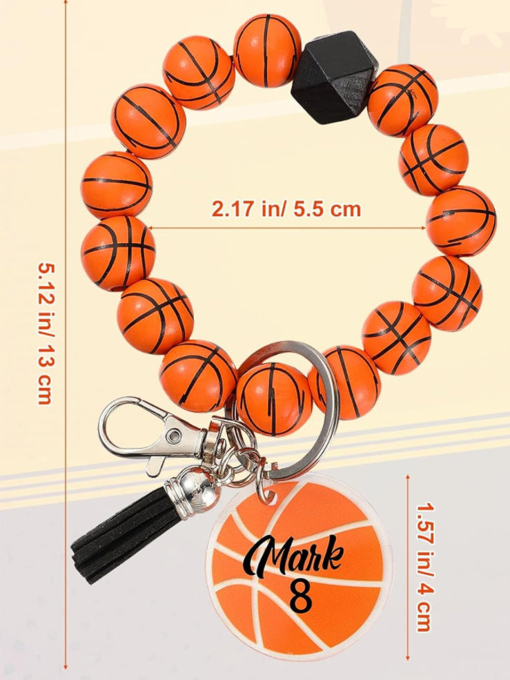 DISCONTINUED - Basketball Wooden Wristlet Keychain - NO PERSONALIZATION!!!!