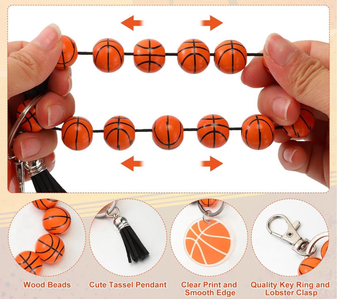 DISCONTINUED - Basketball Wooden Wristlet Keychain - NO PERSONALIZATION!!!!